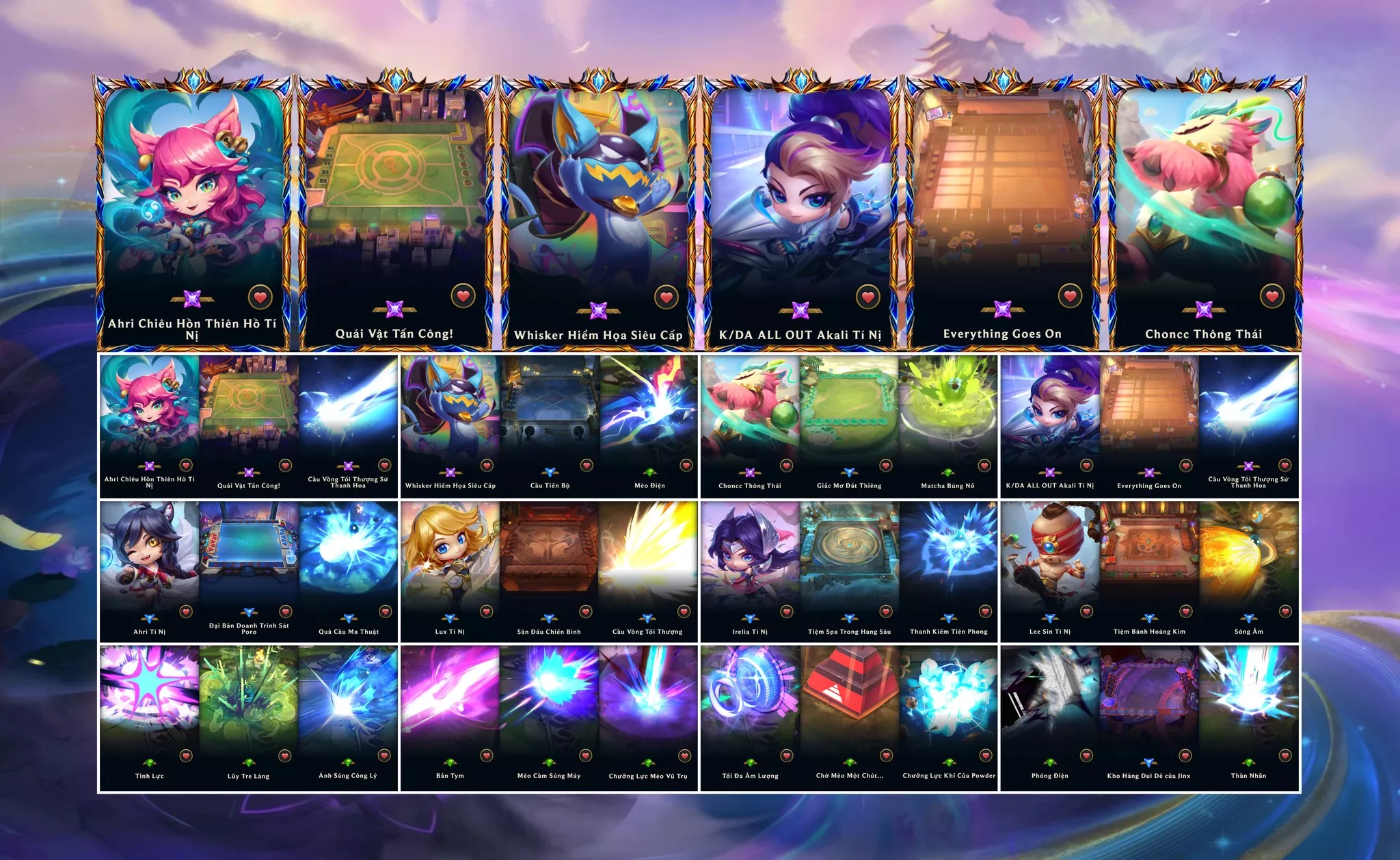 📮TFT - VIP Ngon 🔵 Ahri Chiêu Hồn Thiên Hồ Tí Nị  🔵 Akali Vệ Binh Tinh Tú Tí Nị 🔵 Whisker Hiểm Họa Siêu Cấp 🔵 Choncc Thông Thái 🧧 Sàn Đấu - Quái Vật Tấn Công 🧧 Sàn Đấu - Everything Gose On 🌠 Cầu Vòng Tối Thượng Thanh Hoa ➡️ Vòng Xoay Tua (57/60) +2 Huy Chương ➡️ Dư 900 Pha Lê 🍁 Có Thẻ Đổi Tên Nhân Vật Miễn Phí